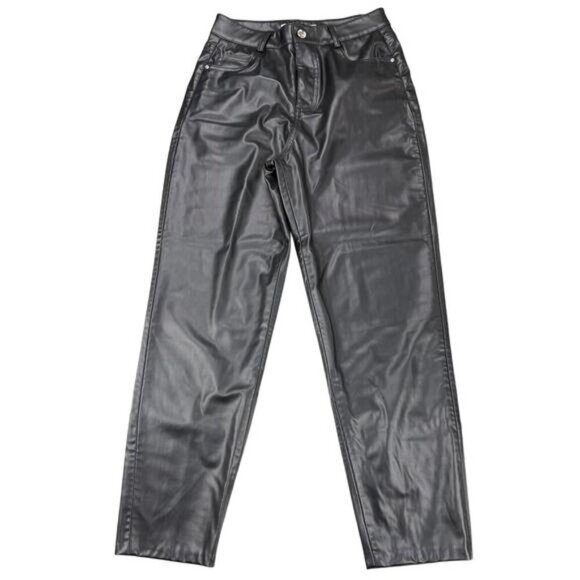 NWT ZARA Mom Fit Faux Leather Pants Sz 4 Black - Picture 3 of 6